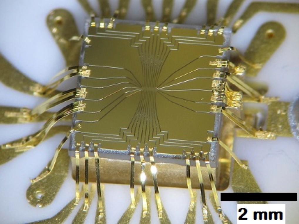 Planar RF ion trap designed for experiments with magnetically-driven quantum gates
