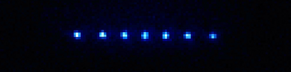 Coulomb crystal of seven trapped ions
